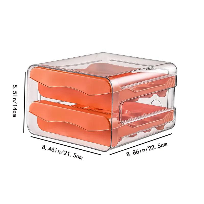 Refrigerator Egg Storage Organizer Egg Holder for Fridger 2-Layer Drawer Type Stackable Storage Bins Clear Plastic Egg Holder