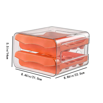 Refrigerator Egg Storage Organizer Egg Holder for Fridger 2-Layer Drawer Type Stackable Storage Bins Clear Plastic Egg Holder