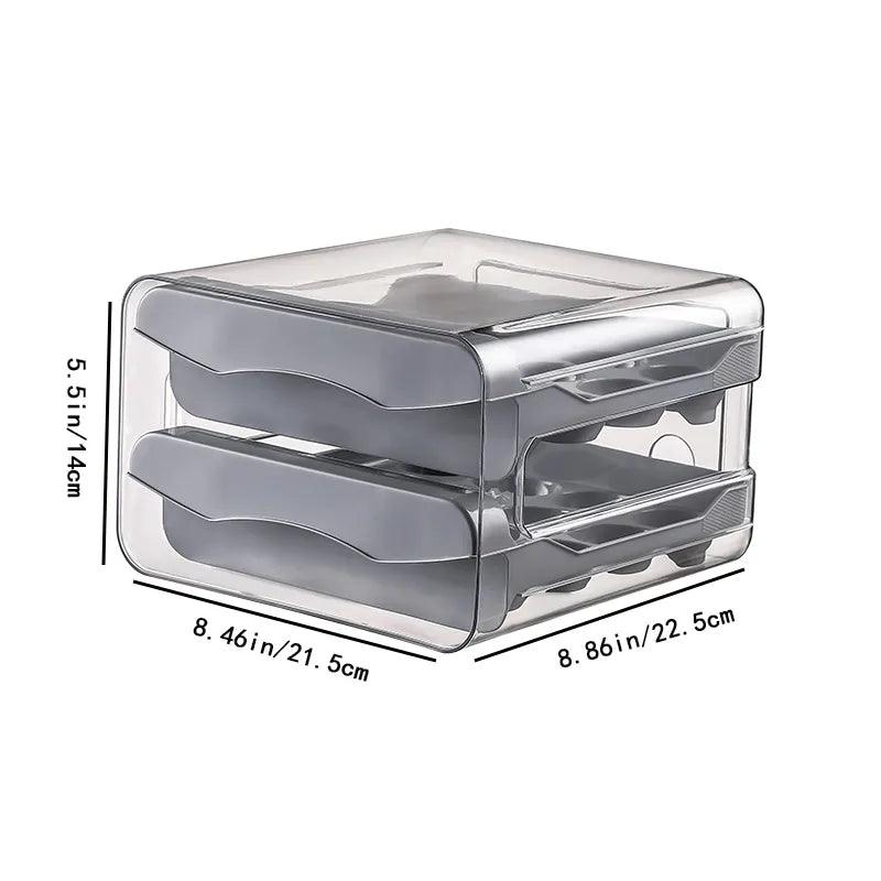 Refrigerator Egg Storage Organizer Egg Holder for Fridger 2-Layer Drawer Type Stackable Storage Bins Clear Plastic Egg Holder