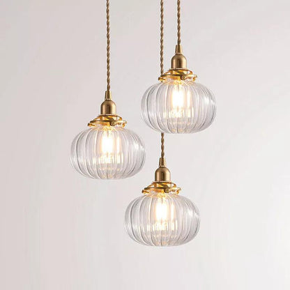 Retro Glass Pendant Light Nordic Dining room Pendant Lamp Creative Minimalist E27 Transparent Lampshade For Restaurant Light