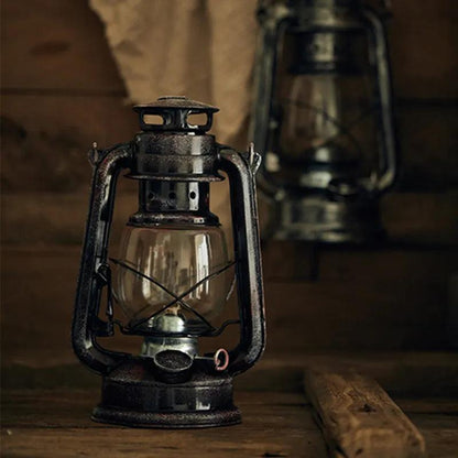 Retro Iron Kerosene Lamp with Wick Vintage Photography Props Home Decoration for Coffee Shop Figurines Miniatures Kerosene Lamp