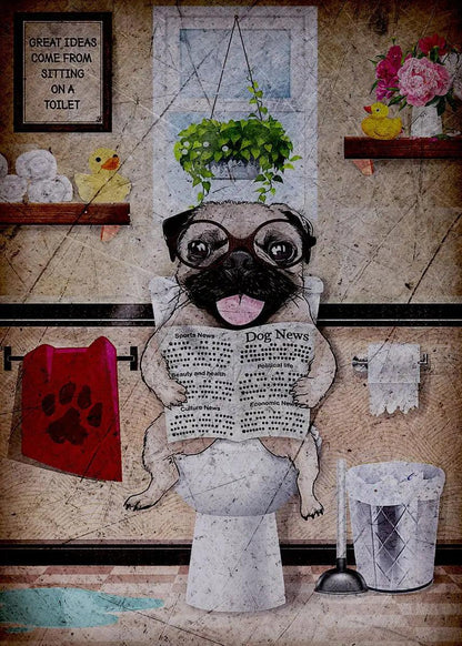 Retro Pug Dog Animals Wall Prints Canvas Painting Pictures for Living Room Home Decor Posters and Prints Wall Art Kitchen Decor