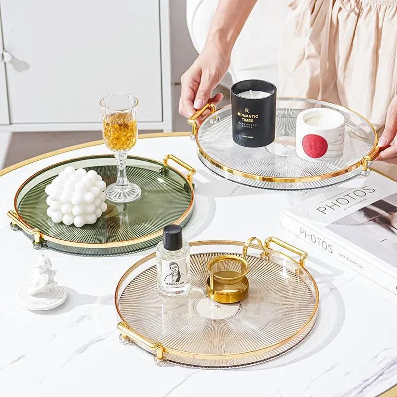 Round Storage Tray Home Living Room Coffee Table Tea Cup Storage Plate Acrylic Tray Aromatherapy Organizer Tray Home Decor