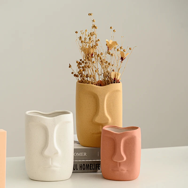 Abstract Artistic Ceramic Face Vase