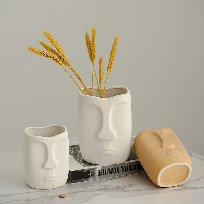 Abstract Artistic Ceramic Face Vase