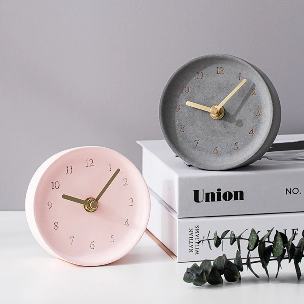 Minimalist Concrete Nordic Desk Clock - Modern Industrial Table Clock for Home & Office Decor