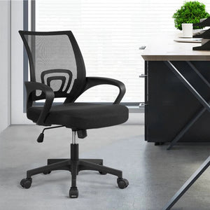 Smile Mart Adjustable Mid Back Mesh Swivel Office Chair with Armrests, Available In Black/Dark Gray/Gray and Other Colors