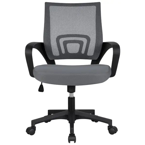 Smile Mart Adjustable Mid Back Mesh Swivel Office Chair with Armrests, Available In Black/Dark Gray/Gray and Other Colors