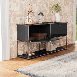 Storage Cabinet Sideboard Haller Cabinet Storage Shelf Modular Furniture Stainless Steel Metal Board Living Room Cabinet-No Keys