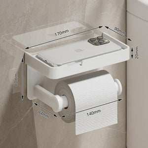 Toilet Paper Holder No Drill Aluminum Alloy Bathroom Wall Mount Wc Paper Phone Holder Shelf Towel Roll Shelf Accessories