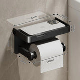 Toilet Paper Holder No Drill Aluminum Alloy Bathroom Wall Mount Wc Paper Phone Holder Shelf Towel Roll Shelf Accessories