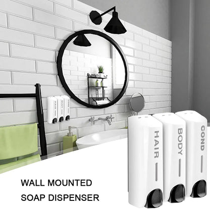 Triple 350ml Shower Bath Shampoo Dispenser Multi-Purpose Wall-Mount Body Wash Dispenser Large Capacity for Bathroom Accessories