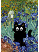 Van Gogh Famous Artworks The Starry Night Black Cat Funny Posters Canvas Painting Masterpiece Reproduction Wall Art Home Decor