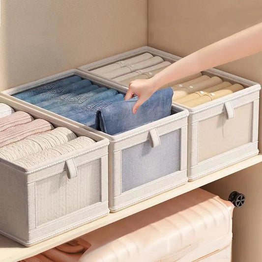 Visible Wardrobe Storage Organizers For Clothes T-Shirts Storage Artifact Jeans Underwear Pants Organizer Box For Cabinet Drawer