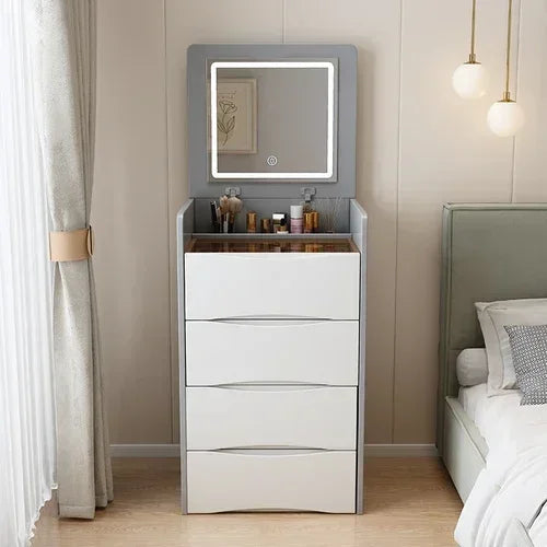 White Luxury Dressers Vanity Mirror Drawer Bedroom Minimalist Makeup Room Desk Lights Drawers Schminktisch Household Items