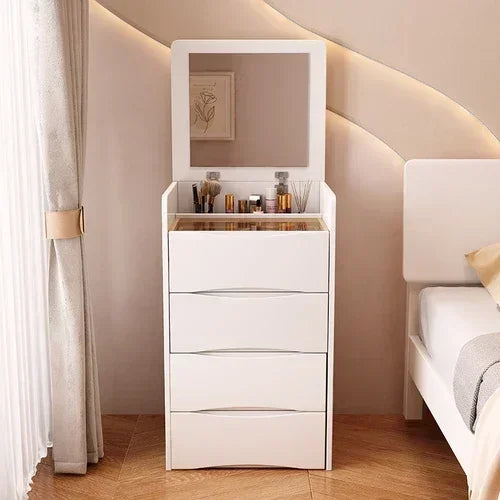 White Luxury Dressers Vanity Mirror Drawer Bedroom Minimalist Makeup Room Desk Lights Drawers Schminktisch Household Items