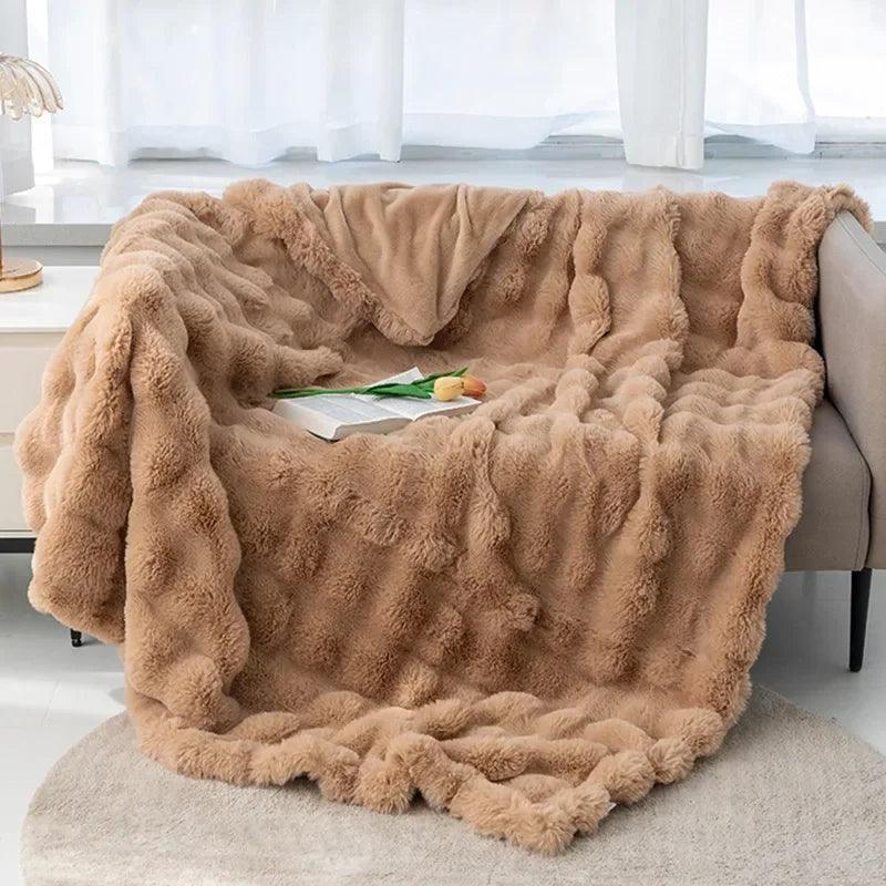 Winter Blanket Autumn Luxury Imitation Fur Plush Super Soft Warm Blankets Bed Sofa Cover Fluffy Throw Blanket Bedroom Couch