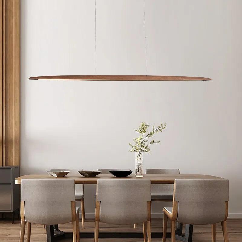 Wooden Pendant Lights Hanging Lamps Modern Table LED Long Linear Light Kitchen Island Office Bar Lighting for Dining Living Room