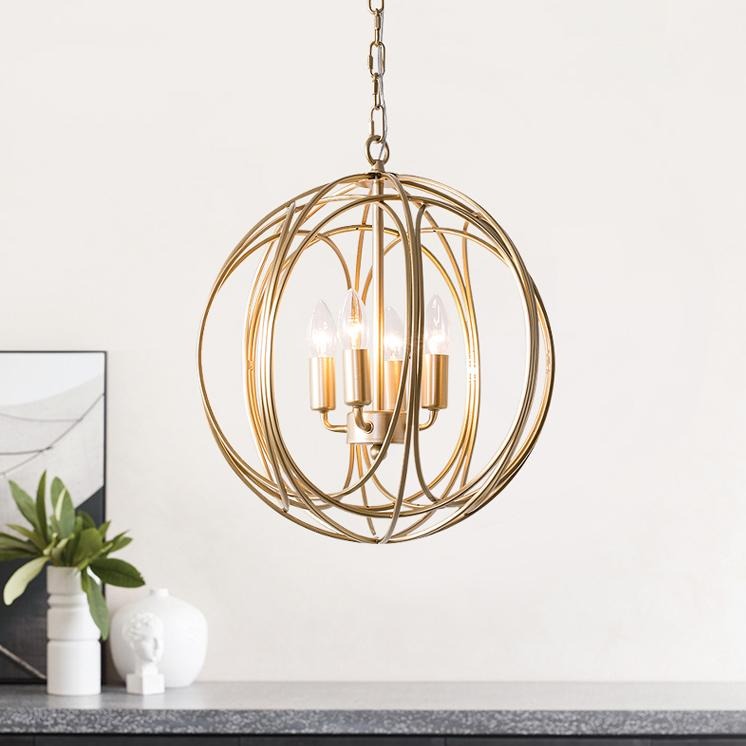 Gold Circle Cage Chandelier