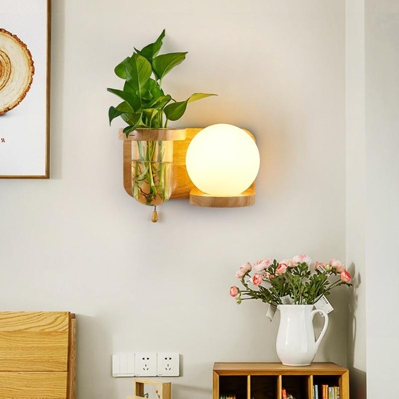 Wooden Shelves With LED Lamp