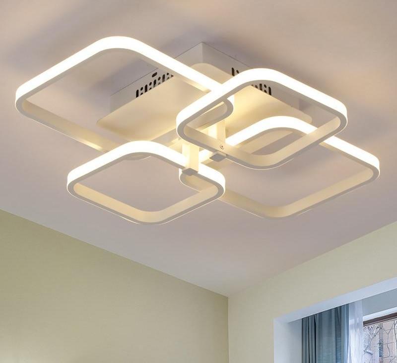 White Square Modern LED Chandelier