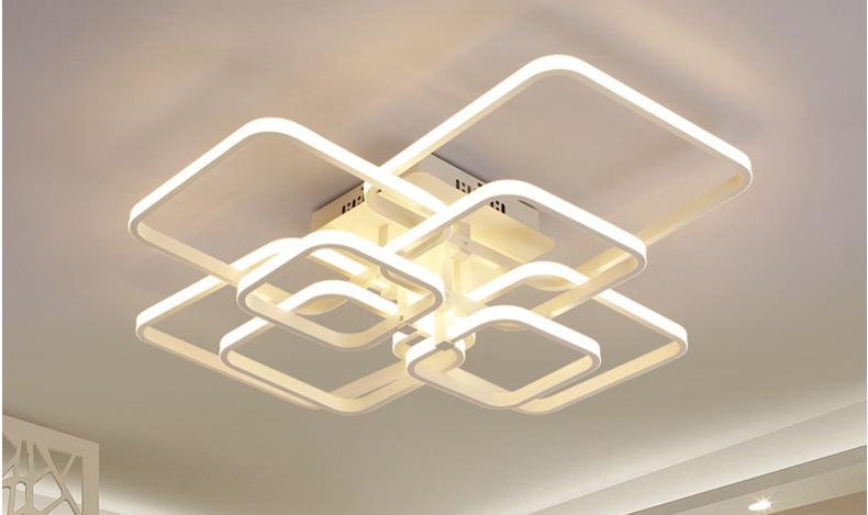 White Square Modern LED Chandelier