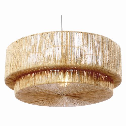 Woven Coastal Beach Natural Brown Jute 2 Tier Pendant