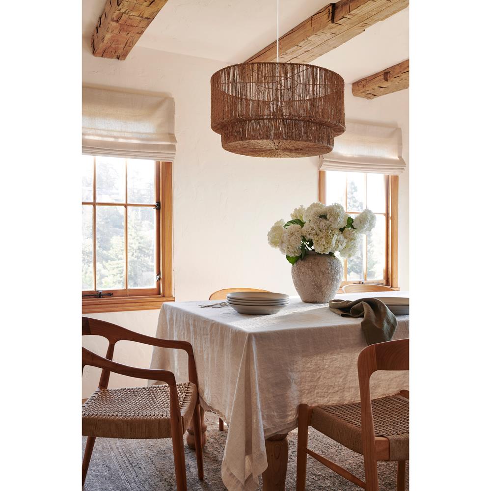 Woven Coastal Beach Natural Brown Jute 2 Tier Pendant